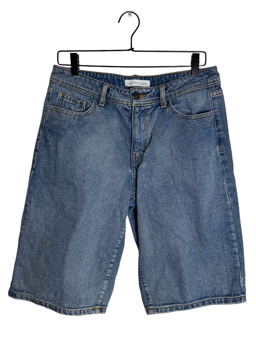 Witty Fox Denim Mid-Rise Bermuda Dad Shorts Jorts